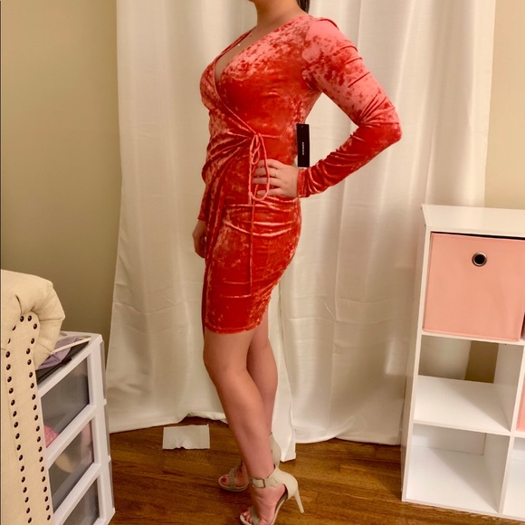 Velvet Long Sleeve Wrap Dress - Picture 6 of 7